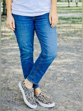 Corkys Women's Floral Canvas Sneakers - Red, Yellow, Black